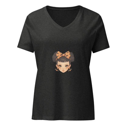 Bat & Bow Beauty: Vintage-Inspired V-neck T-shirt - Whippie's
