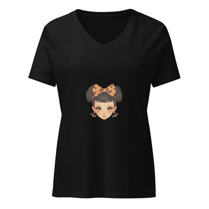 Bat & Bow Beauty: Vintage-Inspired V-neck T-shirt - Whippie's