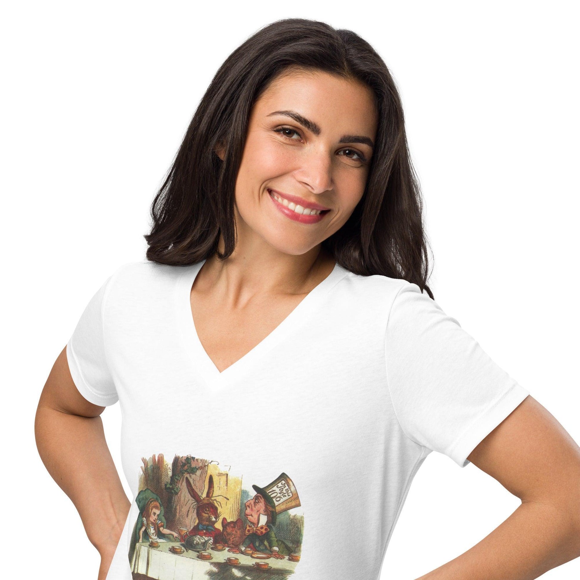 Alice in Wonderland - Mad Tea Party - Women’s V-neck T-shirt - Whippie's