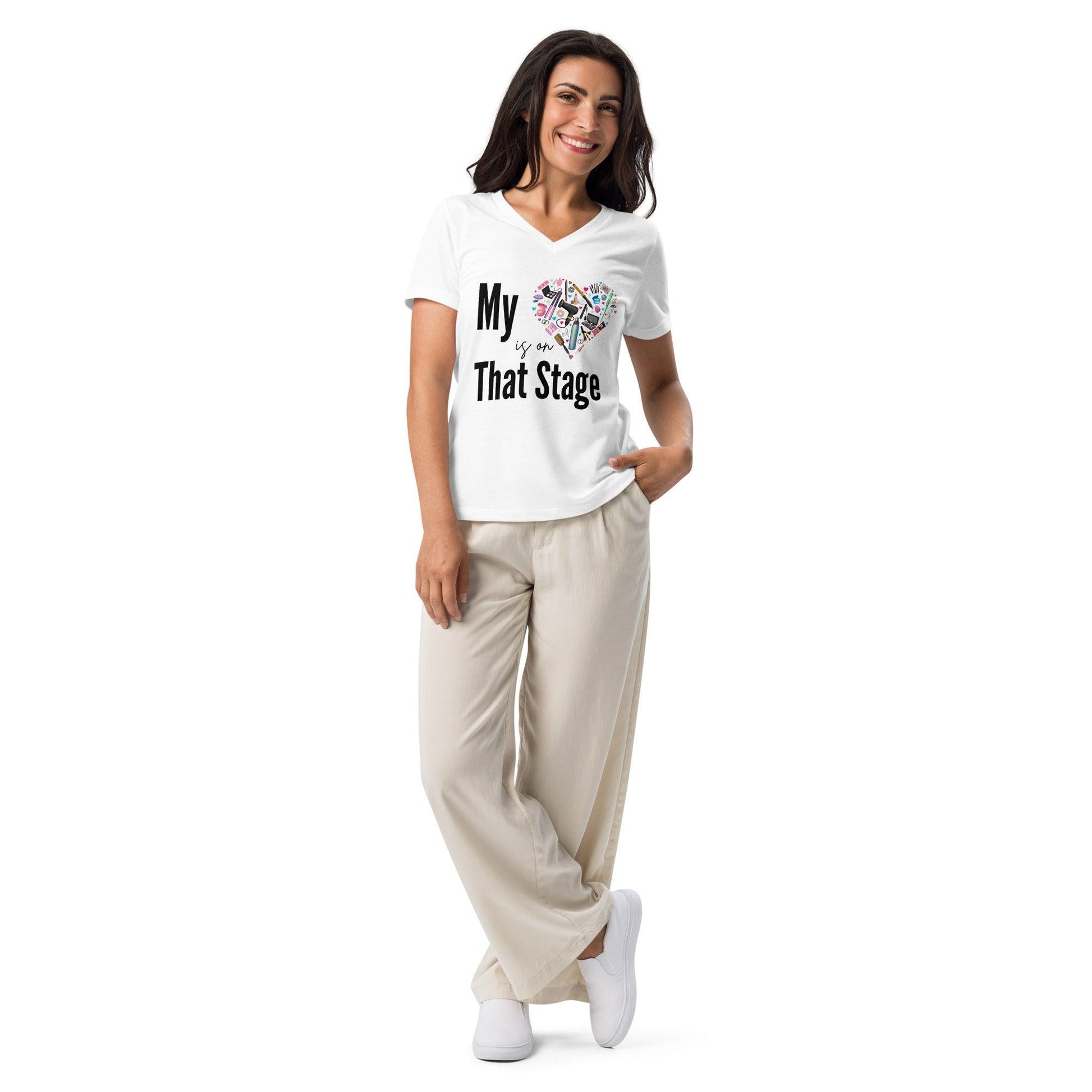 My Heart is on That Stage" Women's V-Neck Tee - A Dance Mom's Essentials! 💖✨ - Whippie's