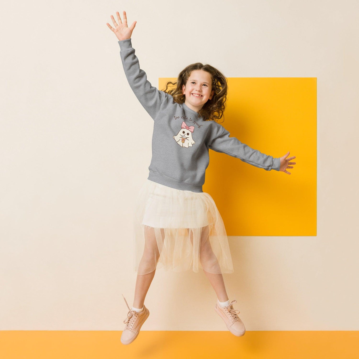 Too Cute to Spook Youth Crewneck Sweatshirt - 👻💖 Stay Cozy and Cute this Halloween! 💖👻 - Whippie's