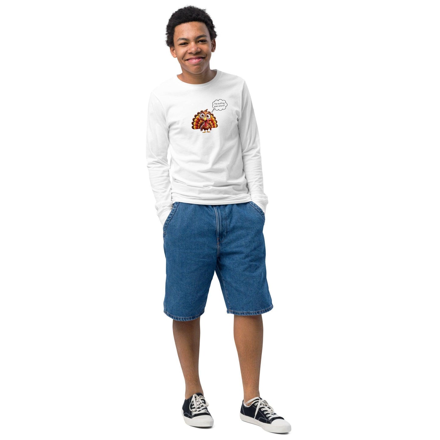 The Stuffing Goes WHERE? 🦃 🤯 Kids Long Sleeve Tee - Whippie's